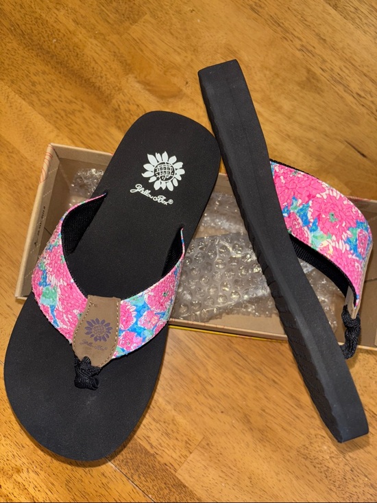 Yellow Box Shoes - YELLOW BOX FLIP FLOPS KARIS PINK + BLUE FLORAL ~NIB